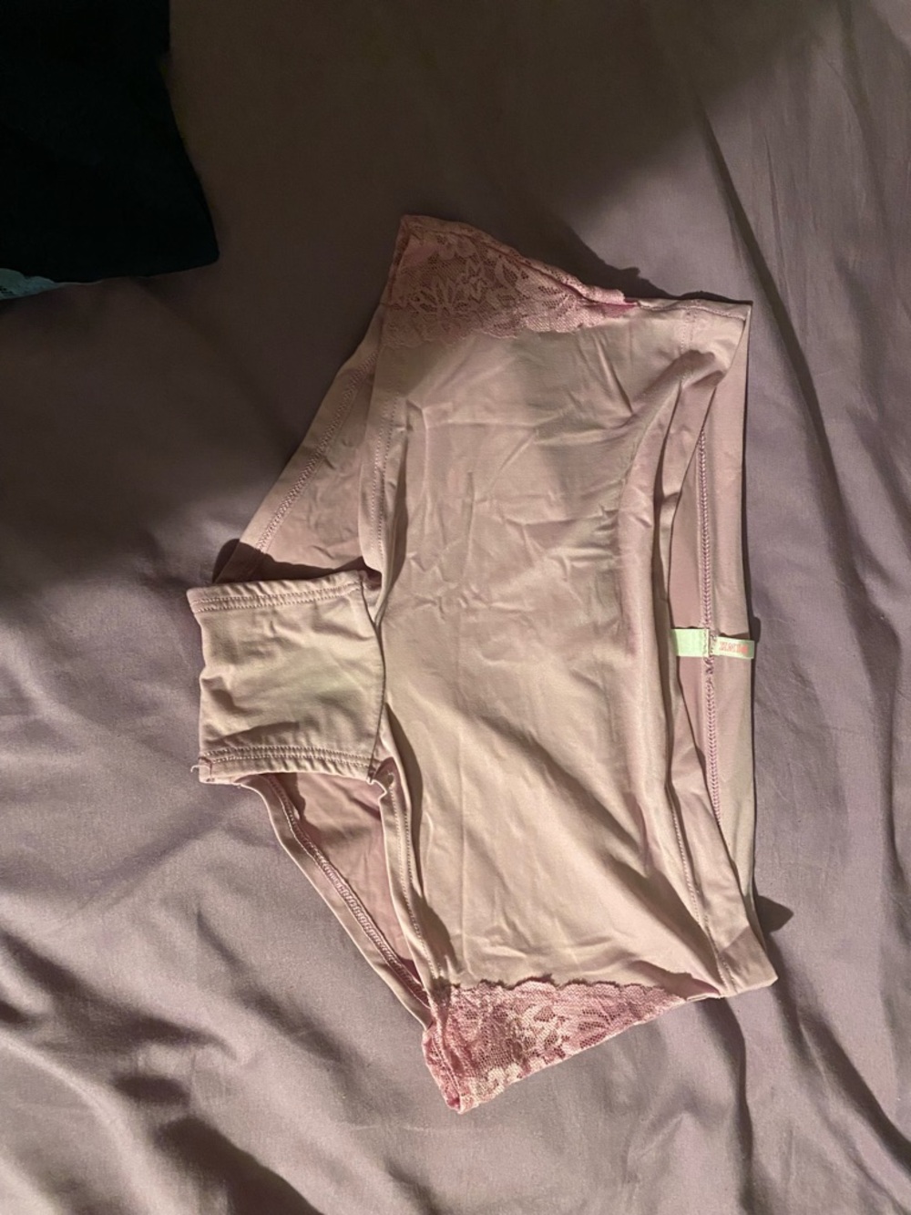 PINK Victoria's Secret Light Pink Lace-Trim Hipster Panty